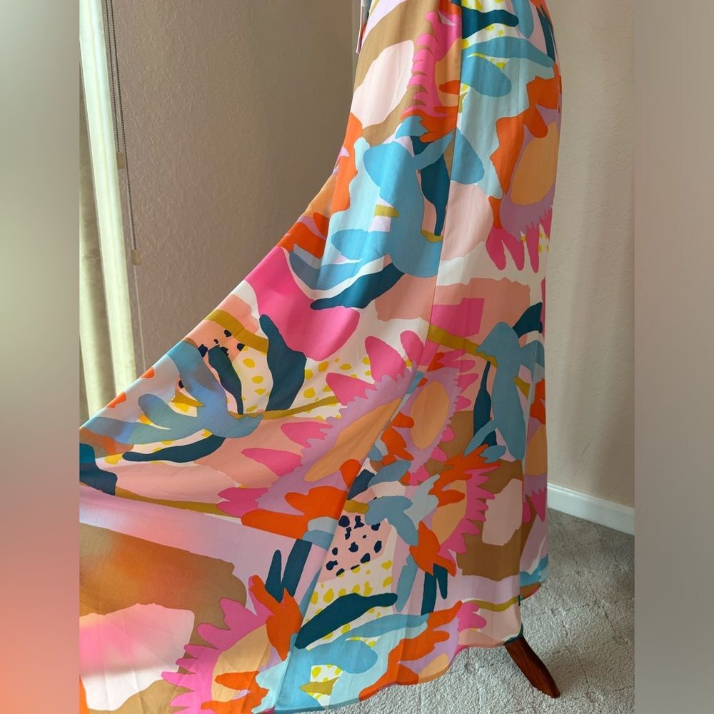 NWT AQUA Floral Print Maxi Dress wrap long summer dress w belt Bloomingdales L - Picture 10 of 15
